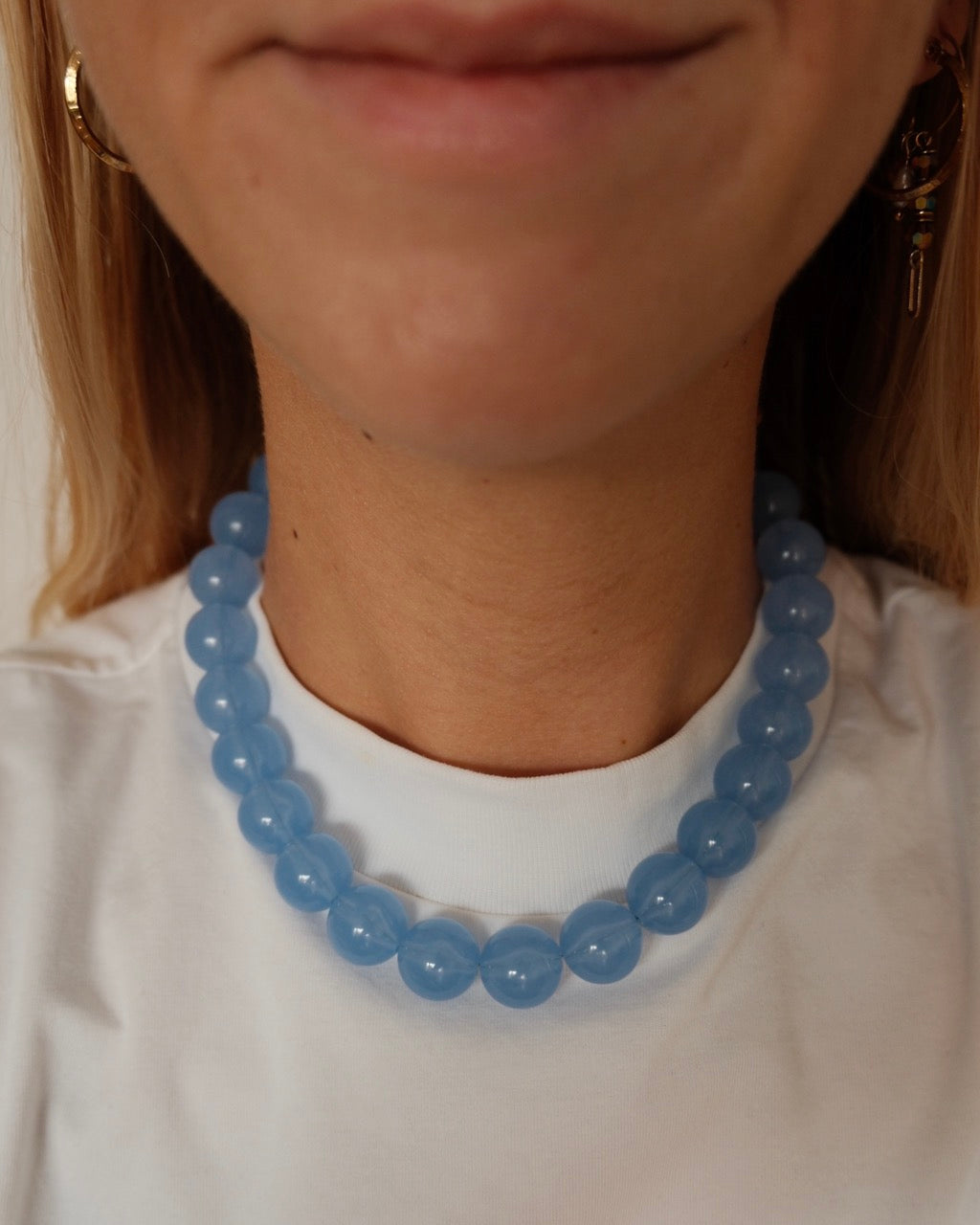 Ida | Perlenkette hellblau, wasserfest